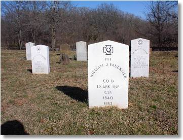 Grave markers of known Confederate soldiers